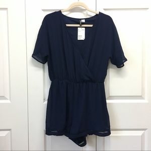 Navy Blue Chiffon Romper